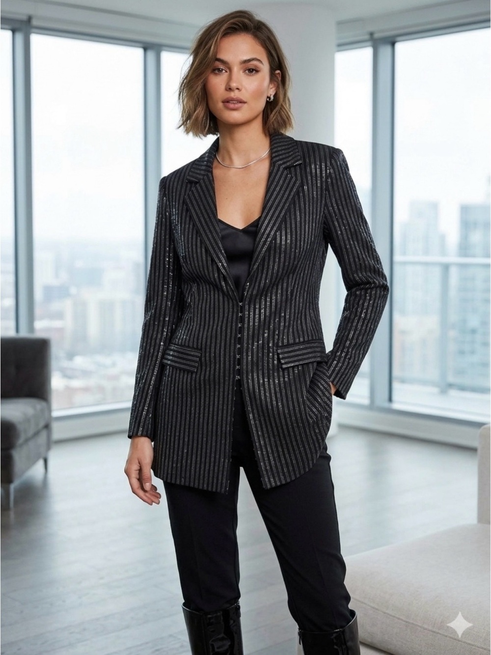 Nasty Gal Black Pinstripe Blazer